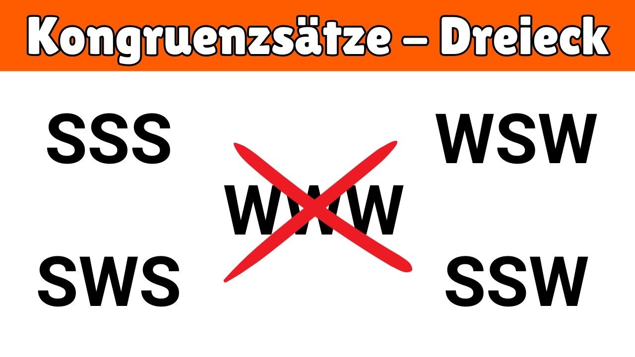 Kongruente Dreiecke & Kongruenzsätze (SSS, SWS, WSW, SSW)