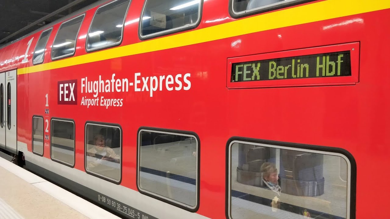 Zug Mitfahrt von Flughafen BER T1 T2 nach Hauptbahnhof im FEX Komplette Linie
