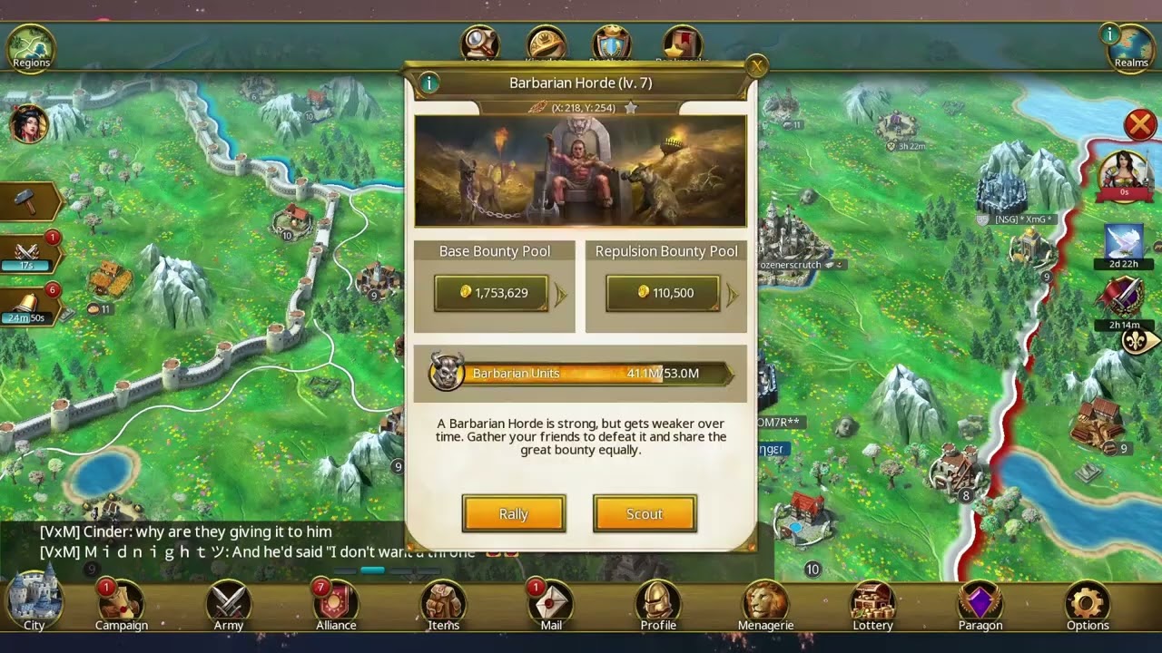March Of Empires Barbarian 7 with  T1 and factions one shot