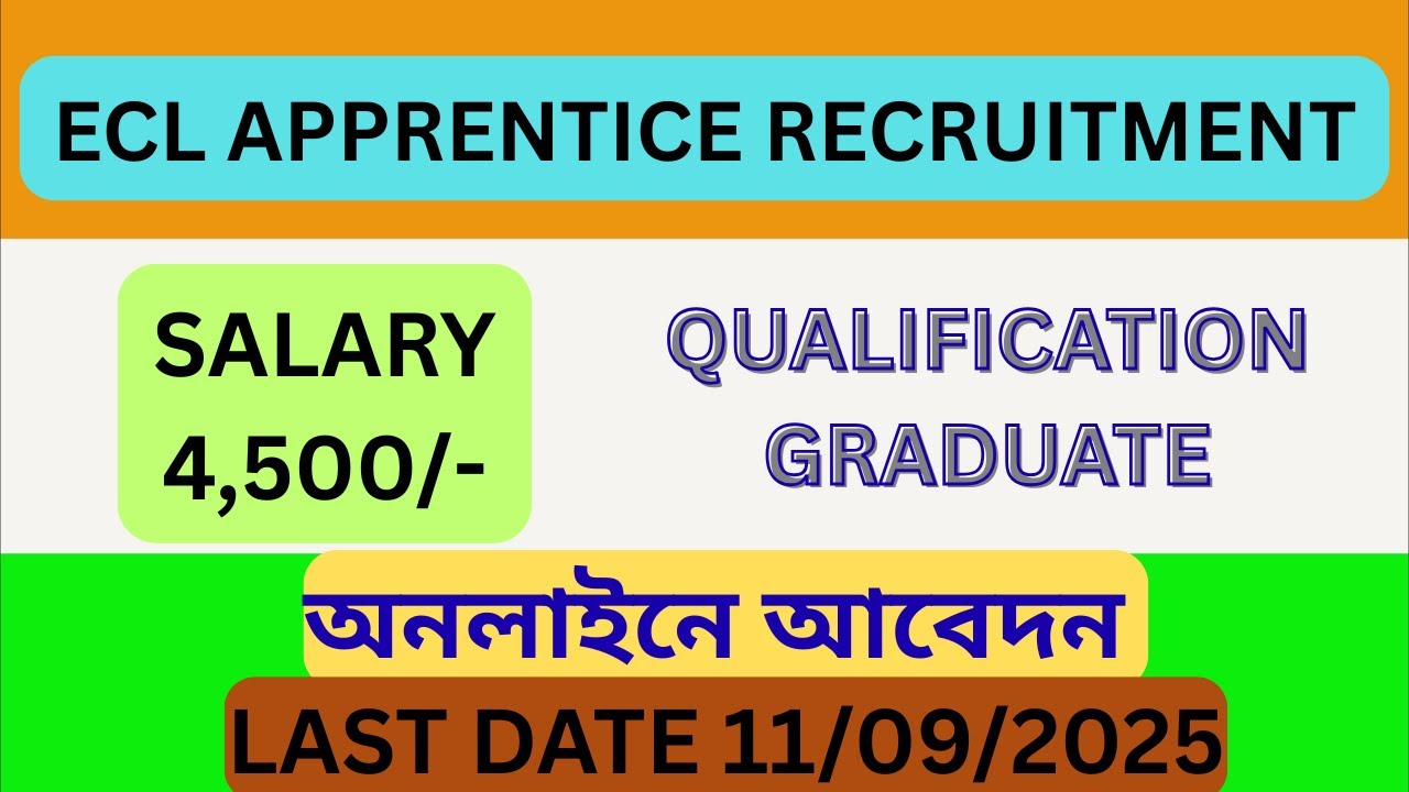 ECL APPRENTICE RECRUITMENT 2025 । N VARIETIES ।