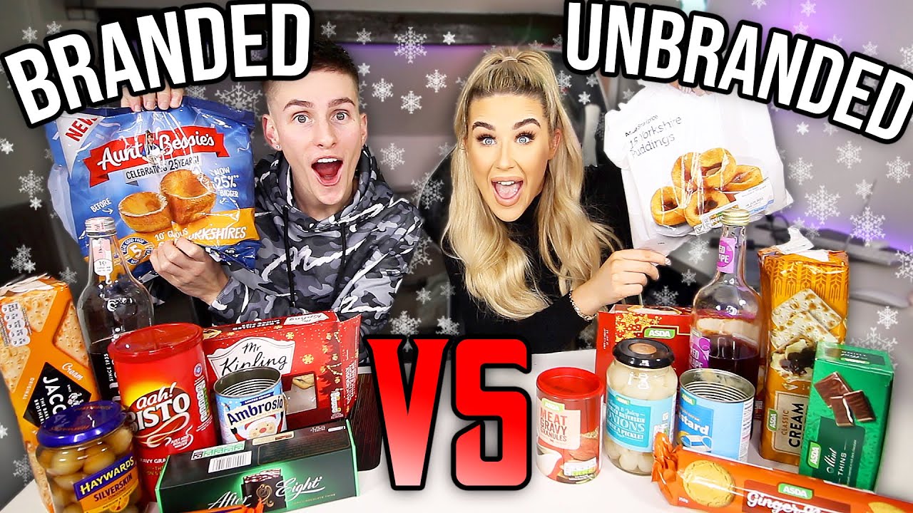 BRANDED VS UNBRANDED FOOD CHALLENGE WITH BOYFRIEND! *CHRISTMAS EDITION*