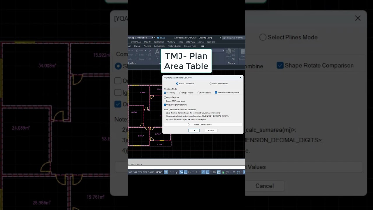 How to Find Area in AutoCAD and Create Plan Area Table | YQArch Plugin Tutorial