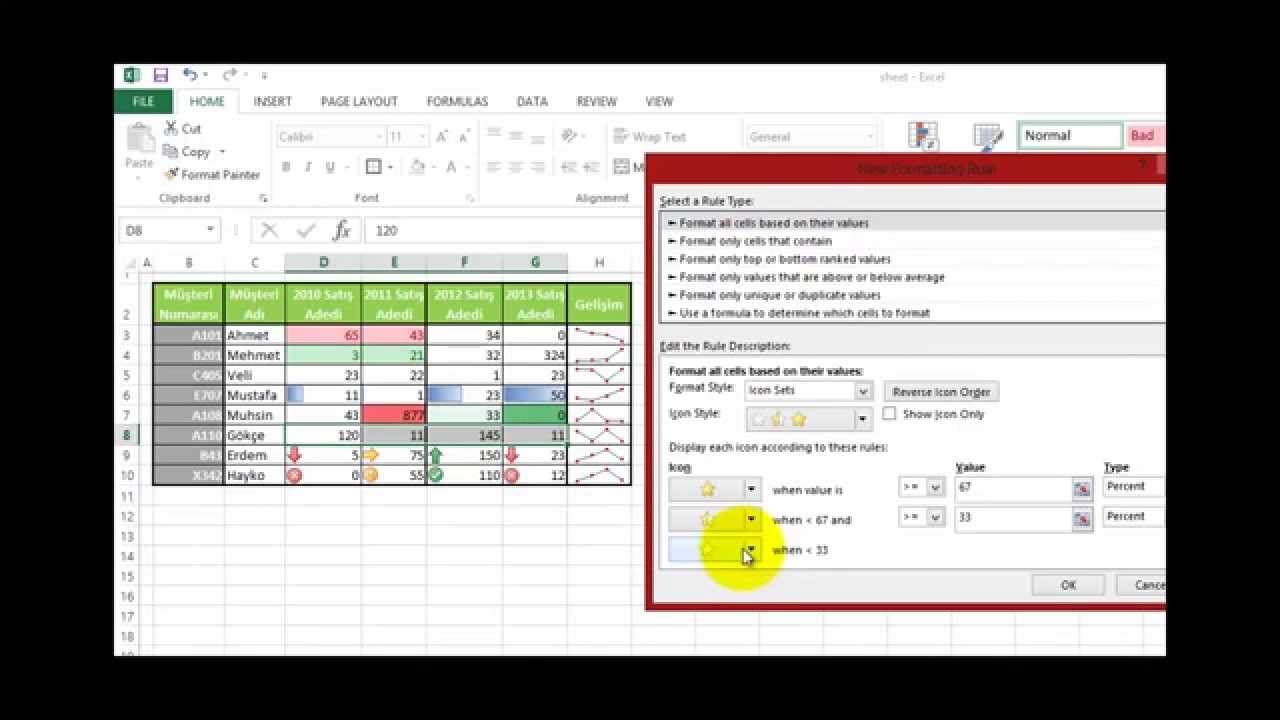 Yakın Kampüs - Excel 8 - Sparkline ve Conditional Formatting Uygulamaları