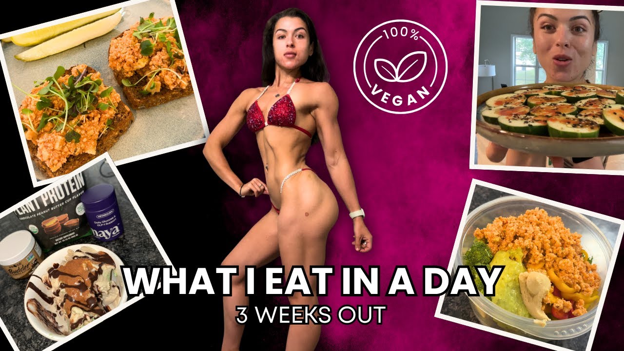 What I Eat in a Day as a Vegan Bodybuilder + My Glute Training | 3 Weeks Out