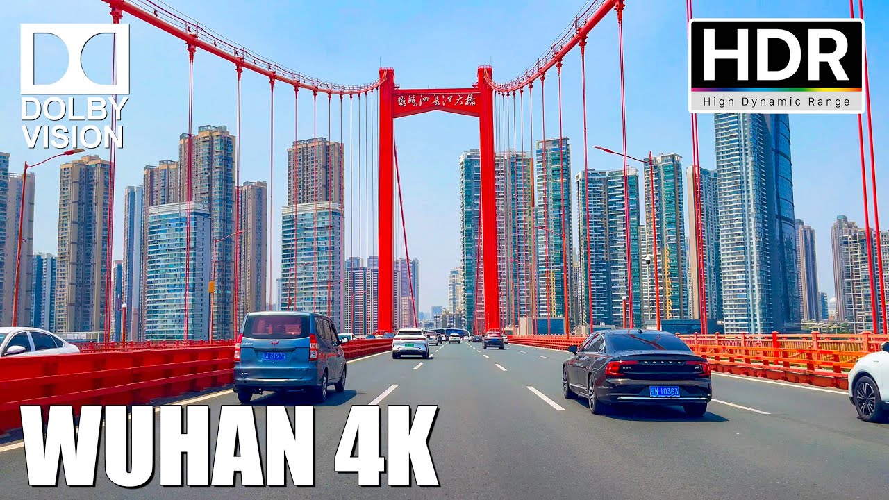 Wuhan, China 4K HDR: Driving the Second Ring Road in the City Center, an Important National City