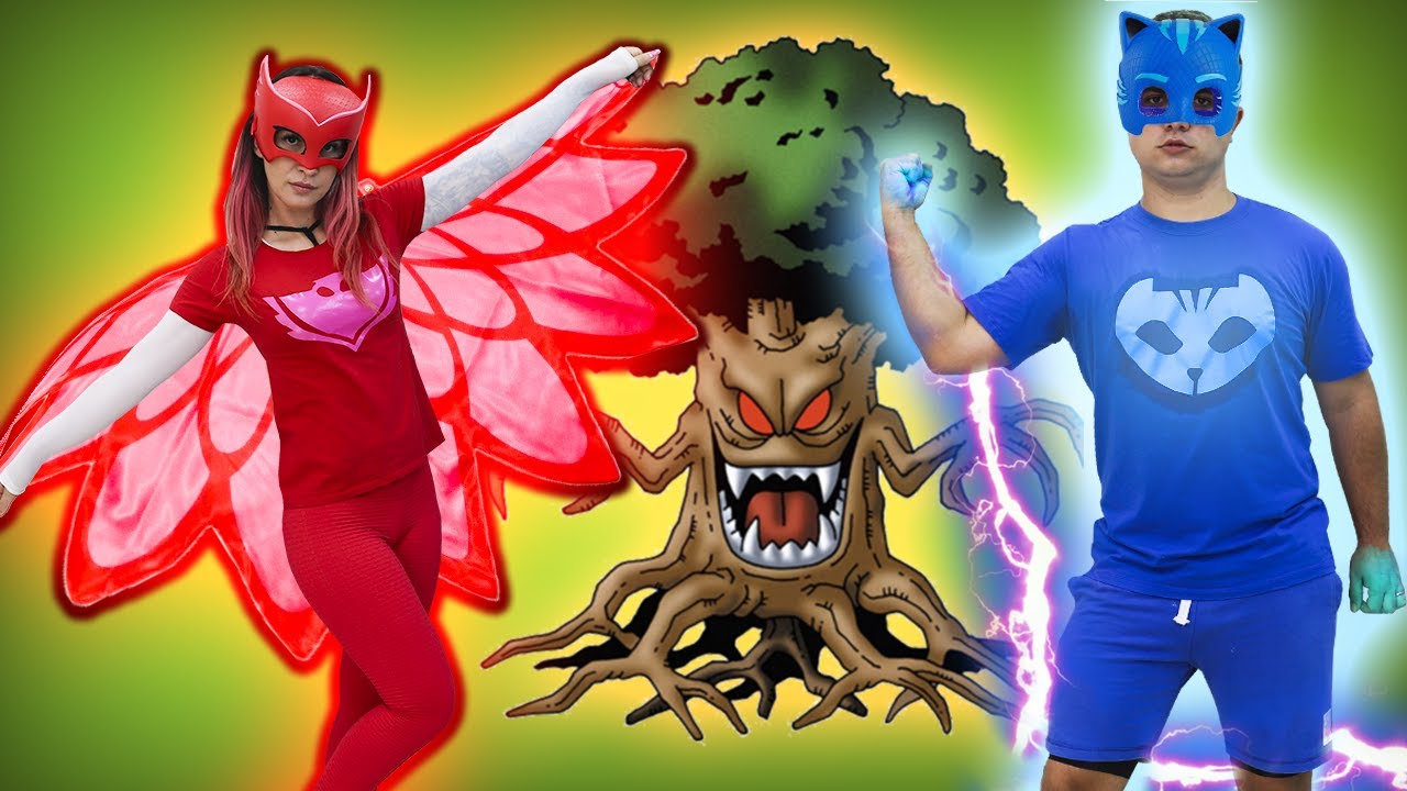 MALOUCOS FINGE BRINCAR DE SER OS PJ MASKS ( Super Herói Desenho Animado em Português )
