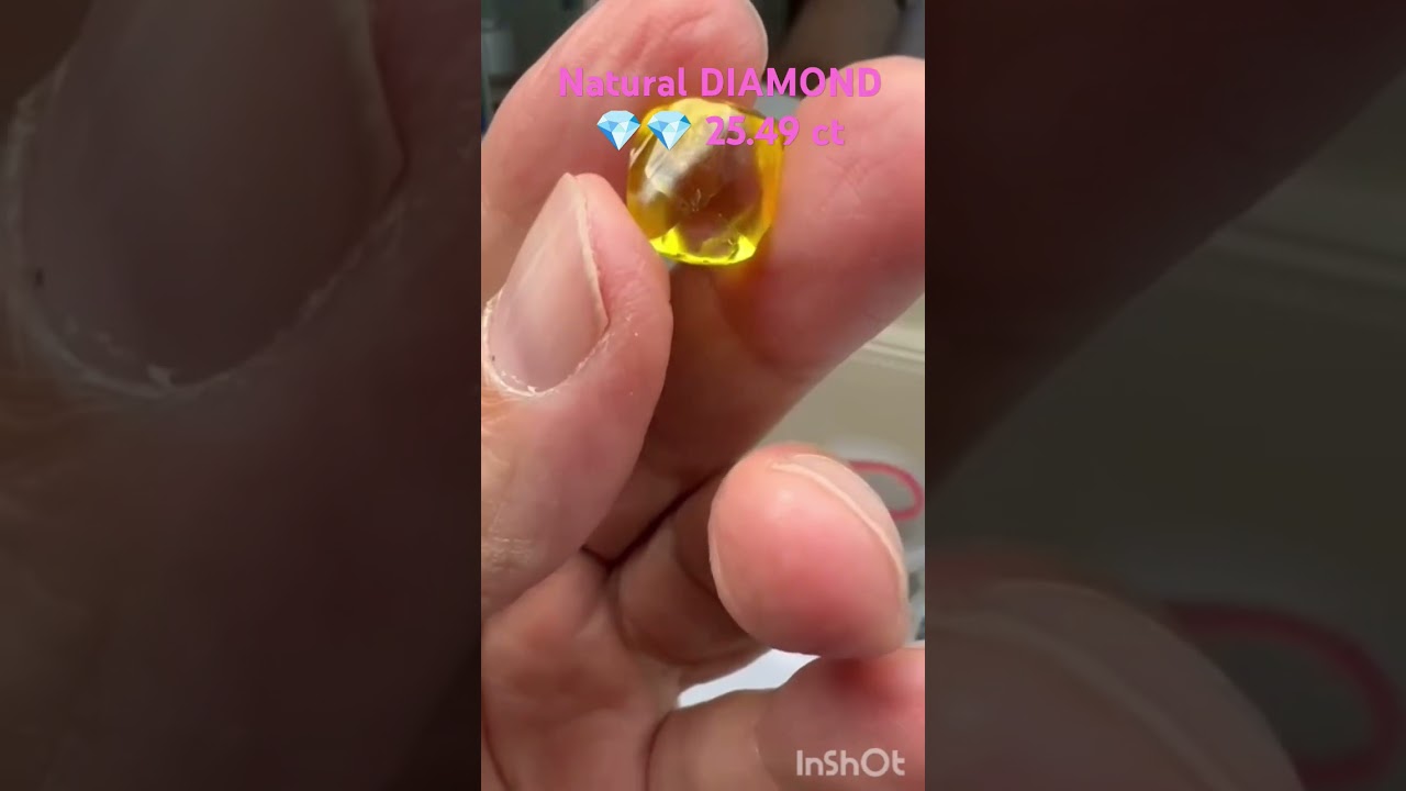 Natural✨Yellow❤(GEM DIAMOND)💎💎25.49ct from(SIERRA LEONE) 🇿🇦@gemstonesdesires6445(Pls Sub)My YT▶️
