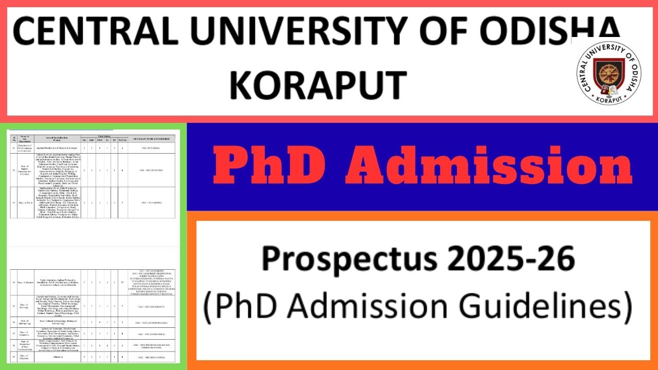 CENTRAL UNIVERSITY OF ODISHA  II PhD Admission Guidelines II Prospectus 2025-26#phdadmission2025 