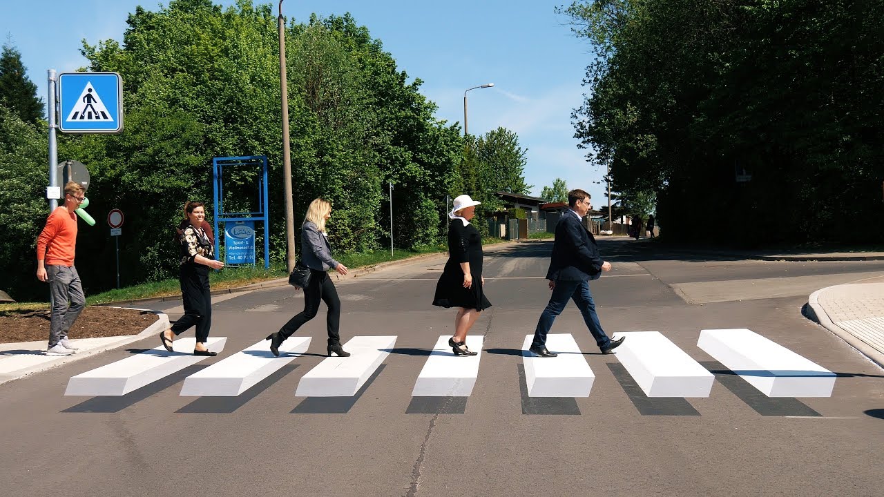 Erster deutscher 3D-Zebrastreifen in Schmalkalden-Walperloh