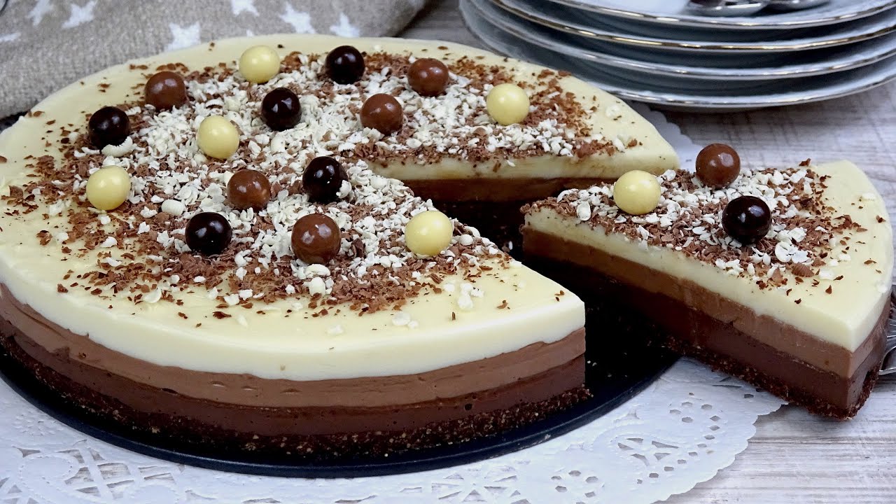 TARTA DE 3 CHOCOLATES, SIN HORNO! Deliciosa y Fácil🍫3 CHOCOLATES CAKE