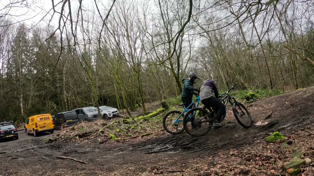 Redlands 21FEB: puddles everywhere, mud, squelching, bikes sliding, dignity slipping jumps avoided. 