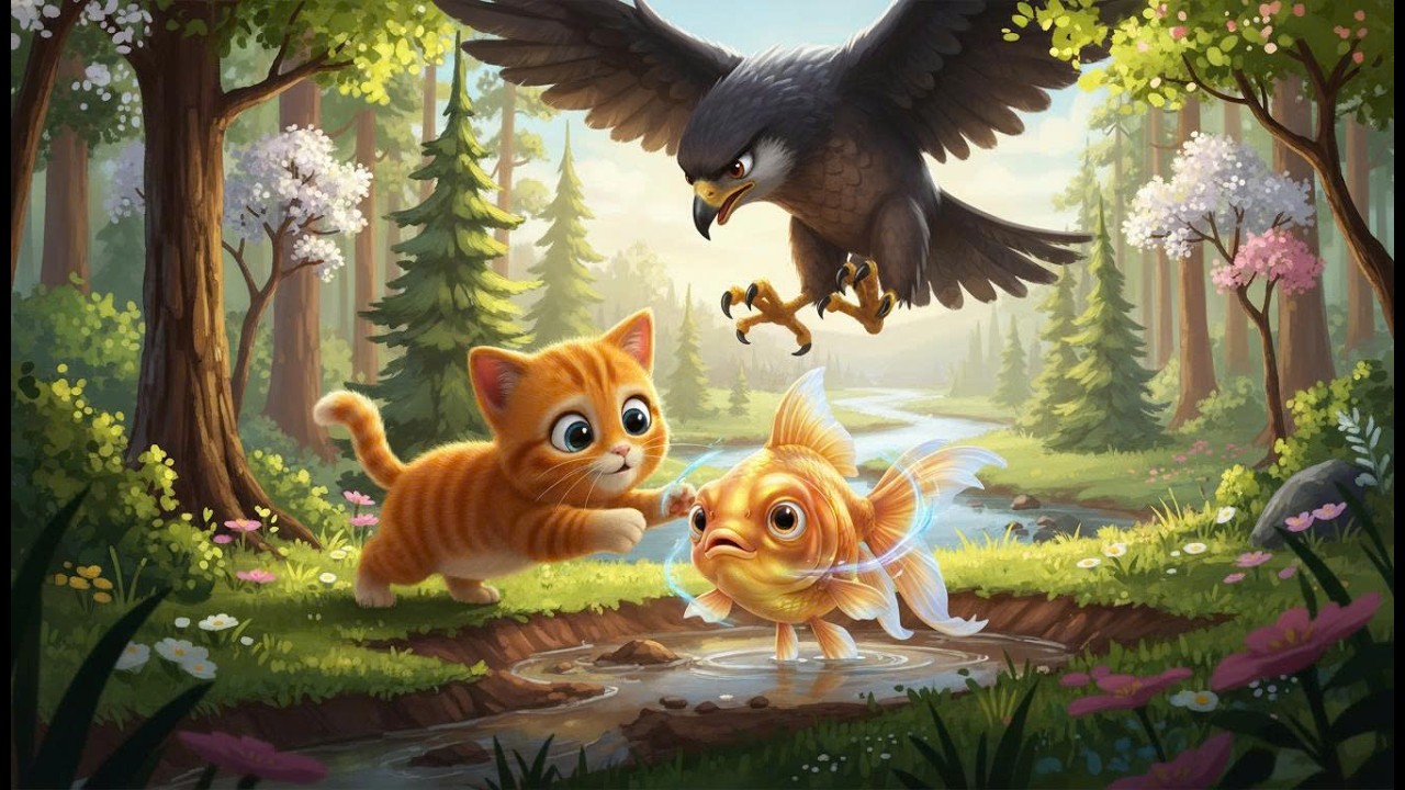 Epic Rescue! Sunny the Cat Saves Finley's Goldfish: A Magical Springtime Adventure!