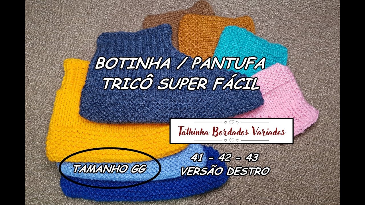 *278* BOTINHA DE LÃ OU PANTUFA EM TRICÔ TAM. GG ADULTO * TATHINHA