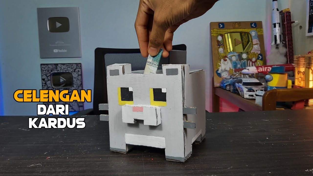 Cara membuat celengan dari kardus bekas,berbentuk kucing