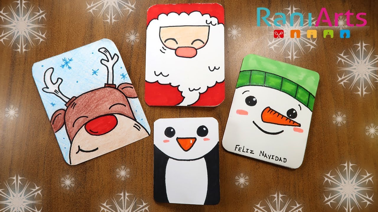DIBUJA TUS TARJETAS - TARJETAS SUPER F&Aacute;CILES DE NAVIDAD - DIY - Easy Christmas Cards
