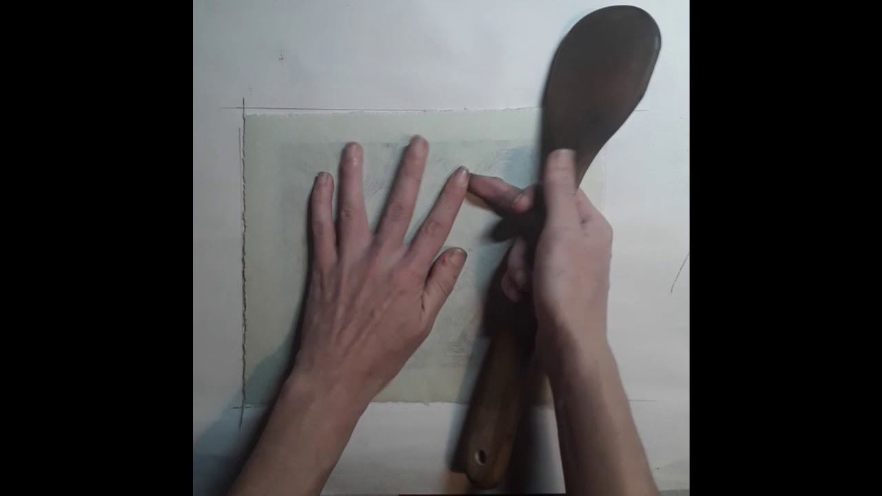 LINOPRINTING (no commentary) Printing on Washi by Hand using a Spoon