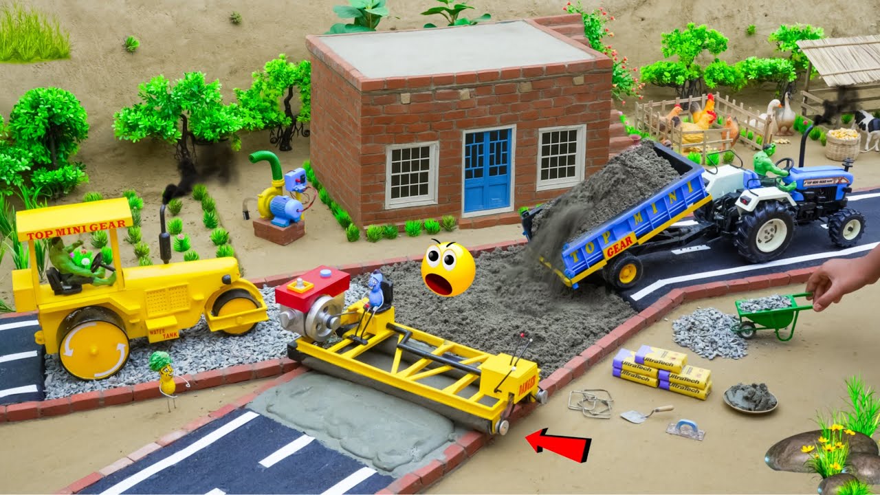 DIY Mini Tractor Road Roller &ndash; Building a Bricks & Concrete Road for Science Project | @Topminigear