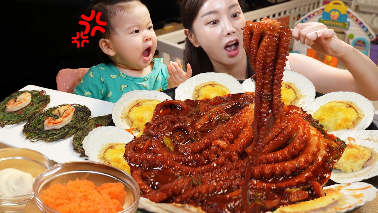 [Mukbang ASMR] Cheese Scallops & Spicy Small Octopus Seafood Boil Recipe Ssoyoung