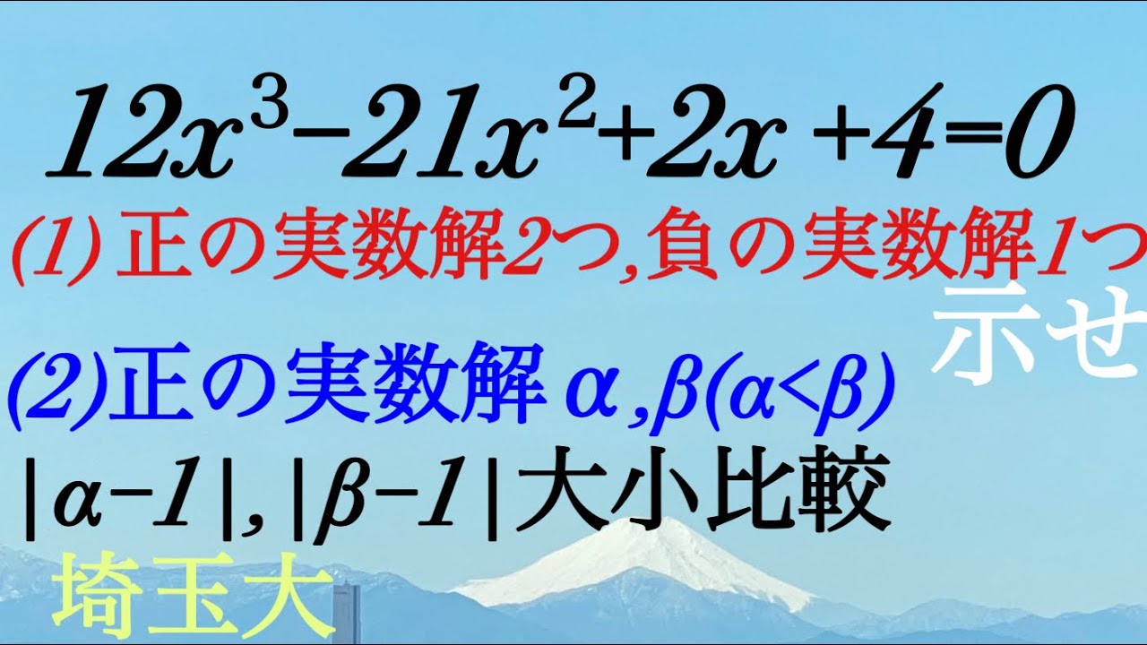 三次方程式の実数解　埼玉大
