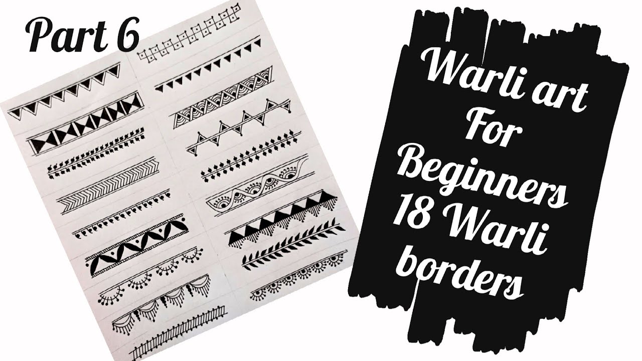 Warli art for beginners / 18 Warli Borders /Part 6