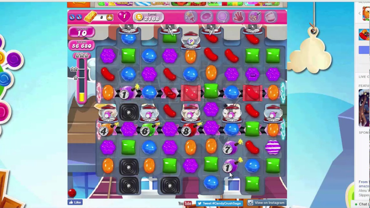 Candy Crush Level 2168 -- NO BOOSTERS