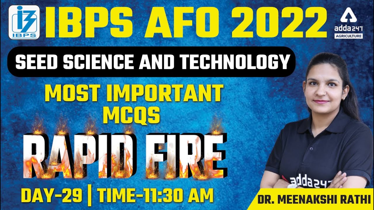 IBPS AFO 2022 | Seed Science and Technology | Day 29 | MCQs | Dr. Meenakshi Rathi
