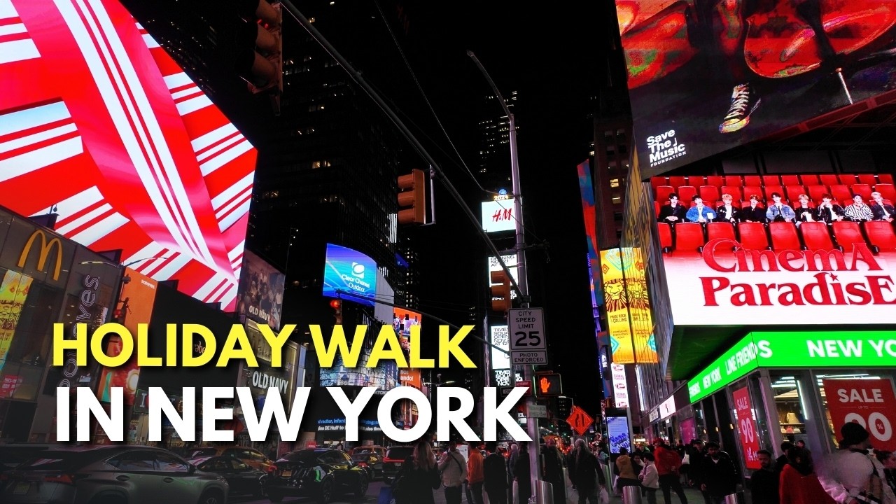 Holiday Walk from Tribeca to Times Square NYC | 4K