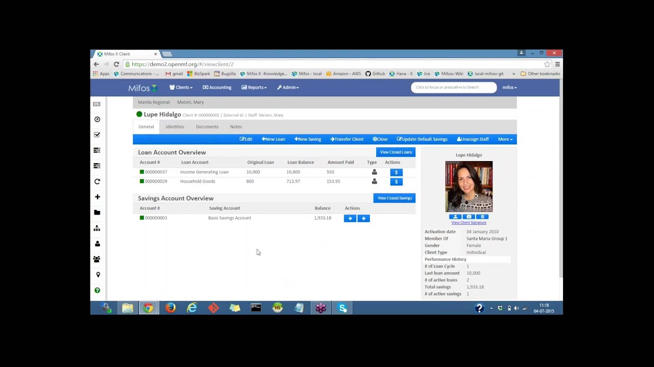 Mifos X Training Navigation & Dashboard v15.03