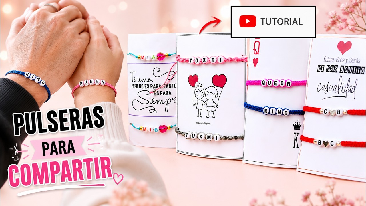 PULSERAS PARA PAREJAS❤️como hacer PULSERAS para COMPARTIR con letras 🥰paso a paso ❤️