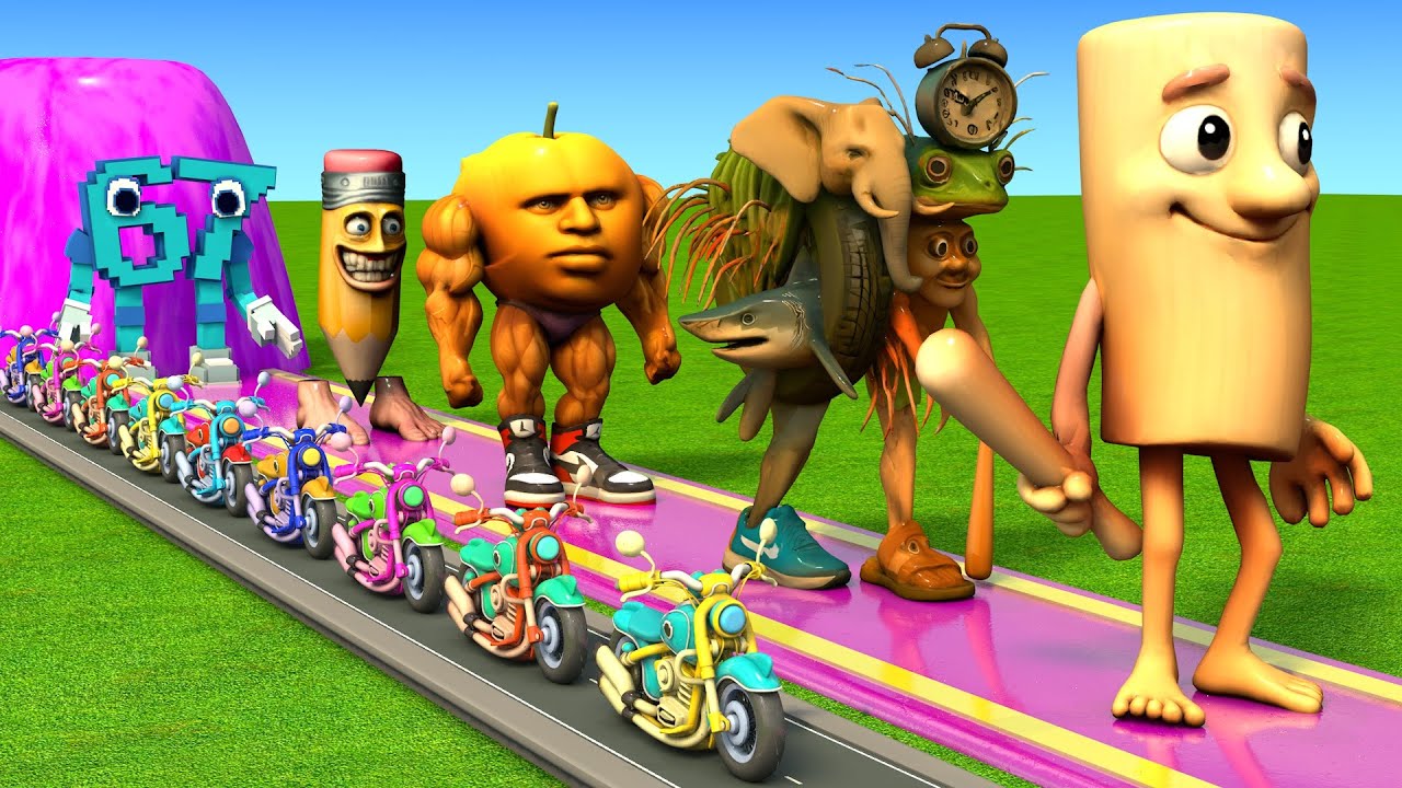 Long Slide Game With Cow Elephant Gorilla Hippopotamus Tiger 3d Animal Game Funny 3d Animals