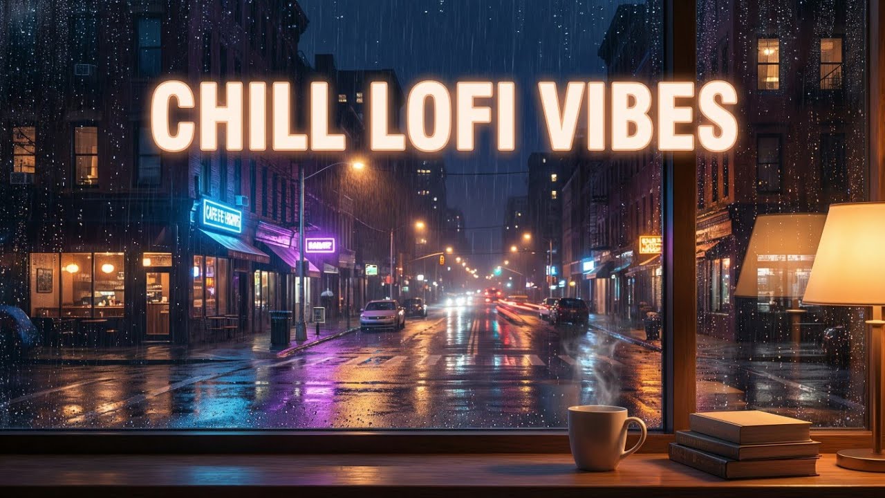 Lofi ASMR Relax — Cyberpunk Sky Ambience with Anime Cat Night Scene for Deep Focus and Stress Relief