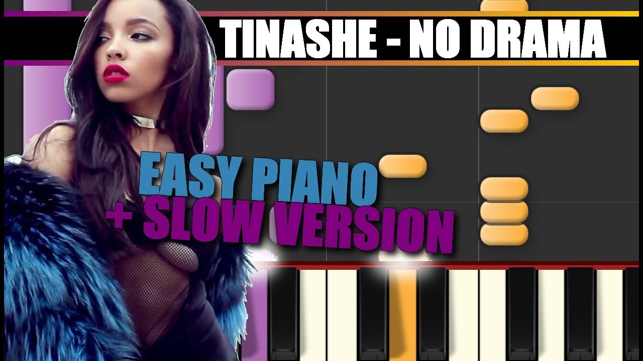 NO DRAMA (Tinashe ft. Offset) EASY BEAT Piano Tutorial / Cover SYNTHESIA + MIDI & SHEETS