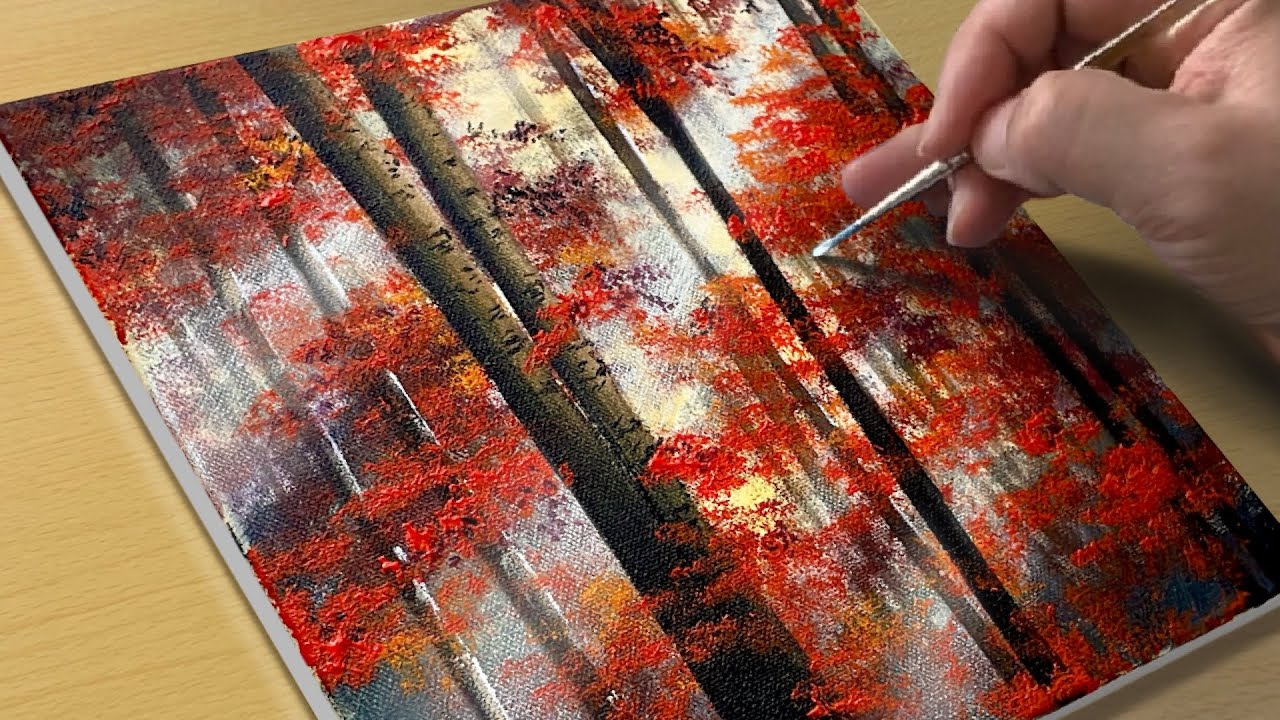 How to Draw Autumn Forest / Acrylic Painting for Beginners