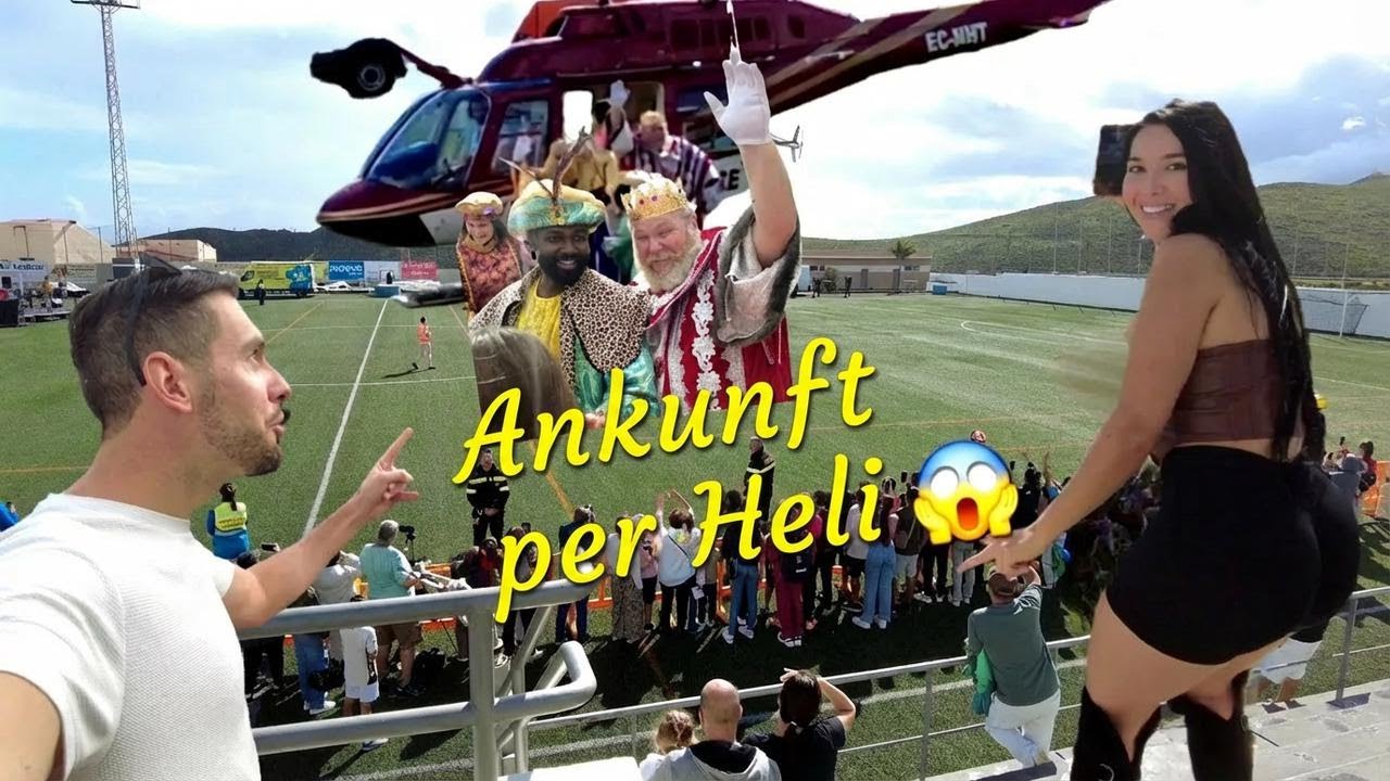 Die Heiligen Drei Könige landen mit dem Helikopter auf Gran Canaria 😱
