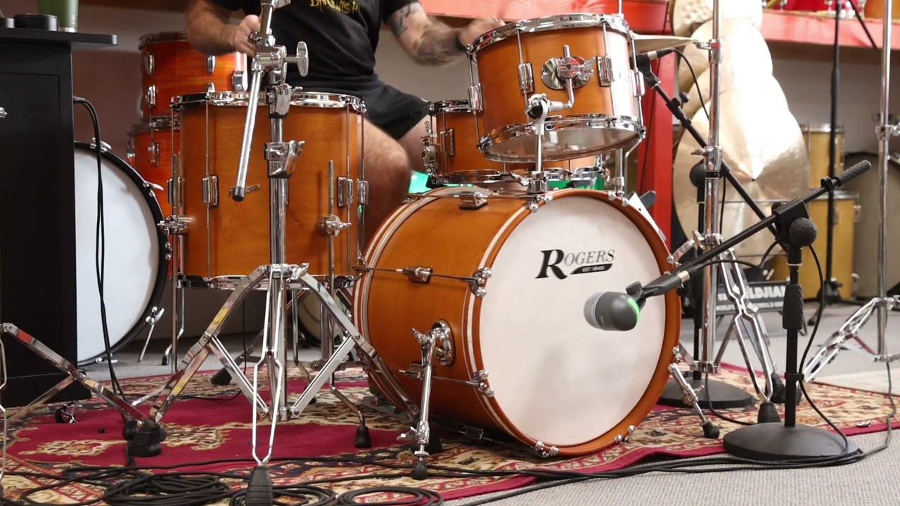 Rogers Tower Fruitwood Satin 14x18 8x12 and 14x14 Drum Set