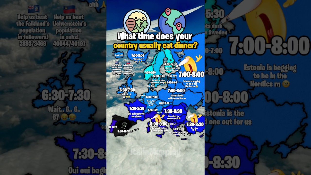 What time does your country usually eat dinner? | ItaliaMapping 