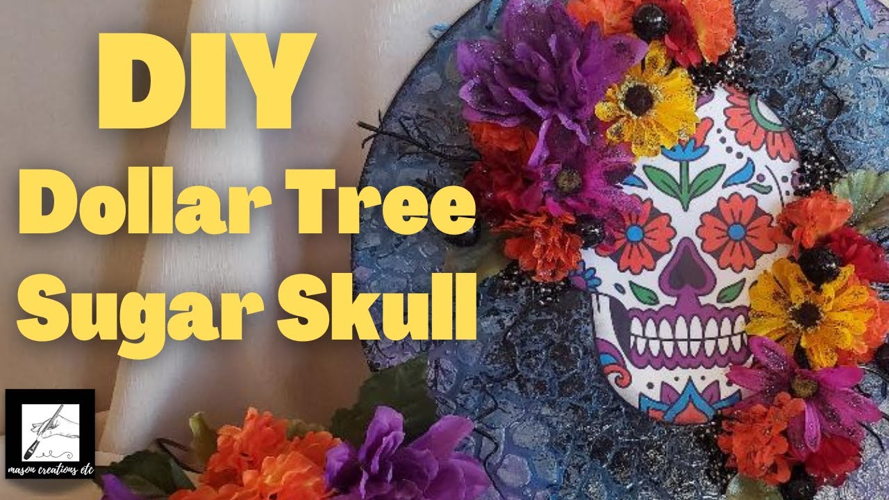 Easy DOLLAR TREE Sugar Skull Wall Hanging (Craft video tutorial)