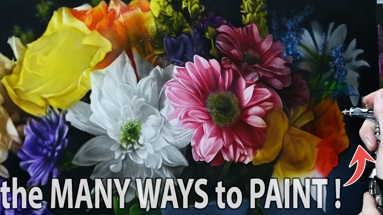 Learn to Paint FLOWERS like this!! A NEW AIRBRUSH PAINTING Tutorial (part 1)