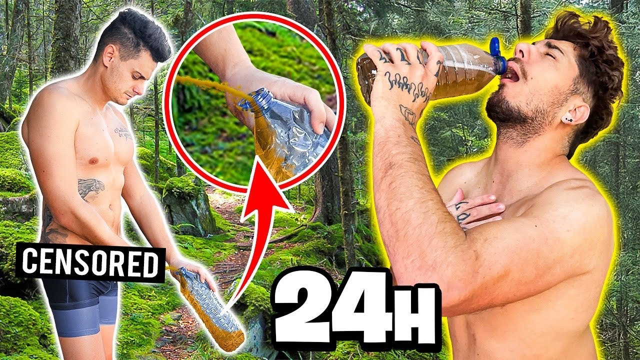 ¡Sobreviviendo BEBIENDO mi Propia ORINA!🤮 24 HORAS en el BOSQUE