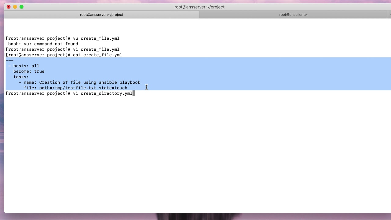 Create file and directory using ansible playbook