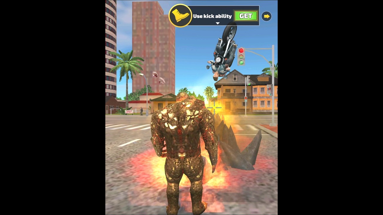 Rope Hero Vice Town (Stone Giant) stone man throws transport truck 