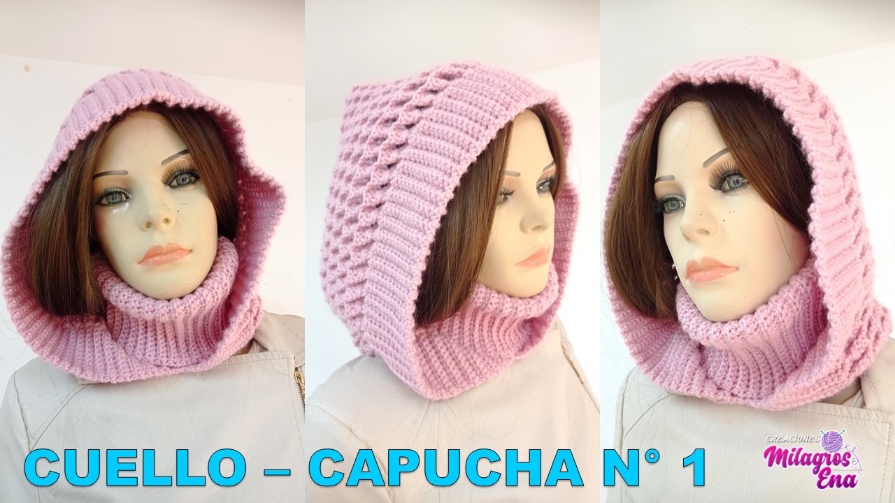 Cuello Capucha N° 1 tejido a crochet en punto panal de abeja en 3D paso a paso TODAS LAS TALLAS