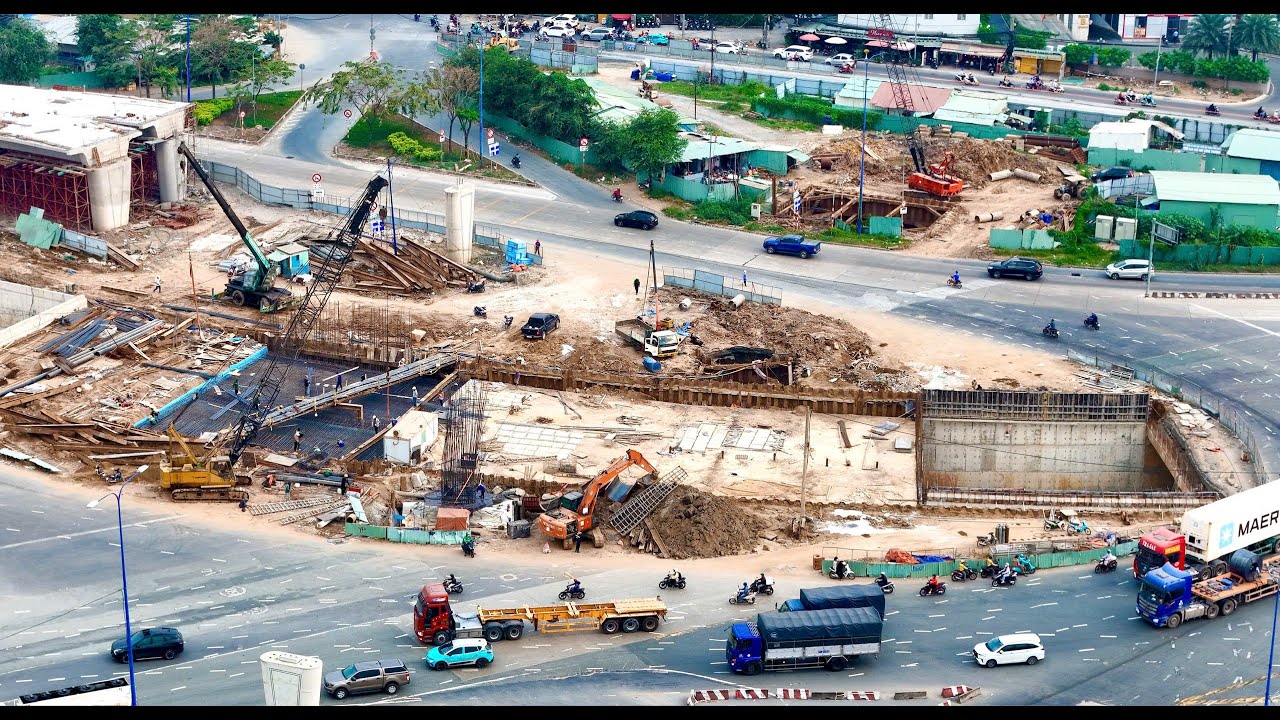 Nút giao thông An Phú chiều 27/01/2026, tiến độ đan thép nắp hầm HC1-02 đang rất tốt.