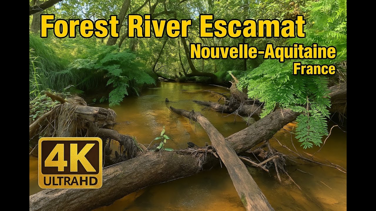 Tranquil Forest River Escamat in Southwest France – 4K Nature Ambience (1h20m)