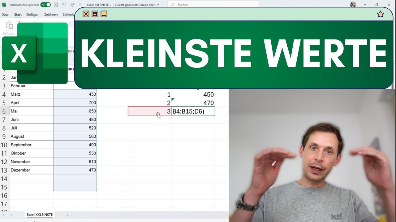 Excel-Funktion KKLEINSTE einfach erkl&auml;rt &ndash; Verkaufsr&auml;nge in Sekunden sortieren!