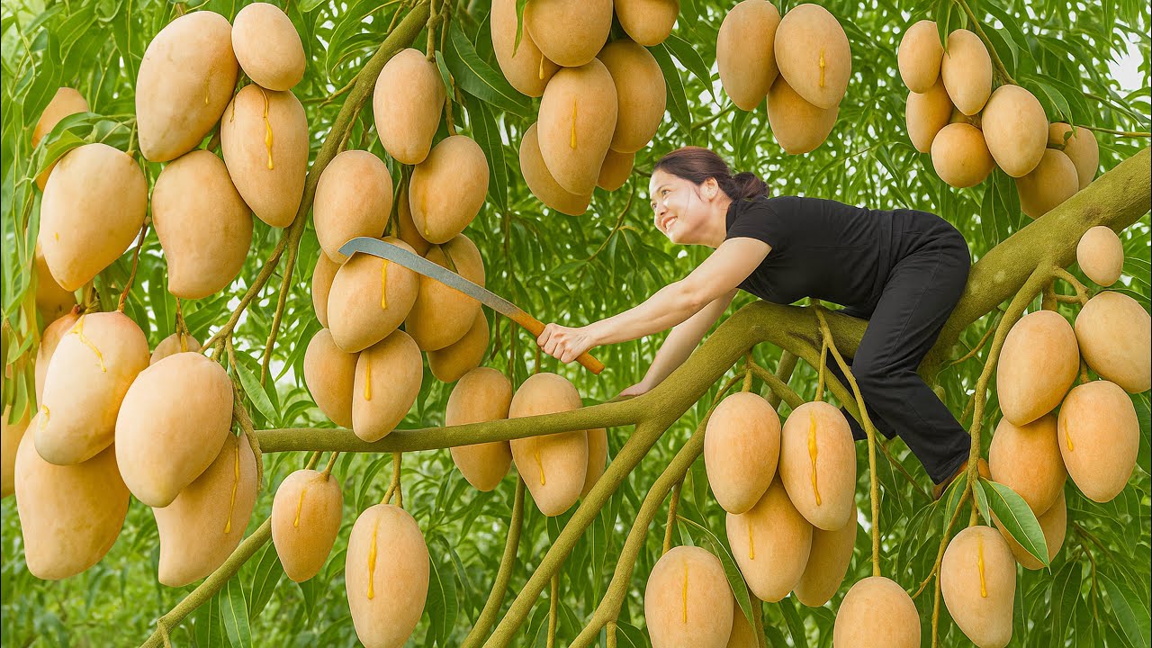 Harvesting Rare Pink Mangoes & Making Traditional Mango Salad – Sold Out Fast at Village Market!