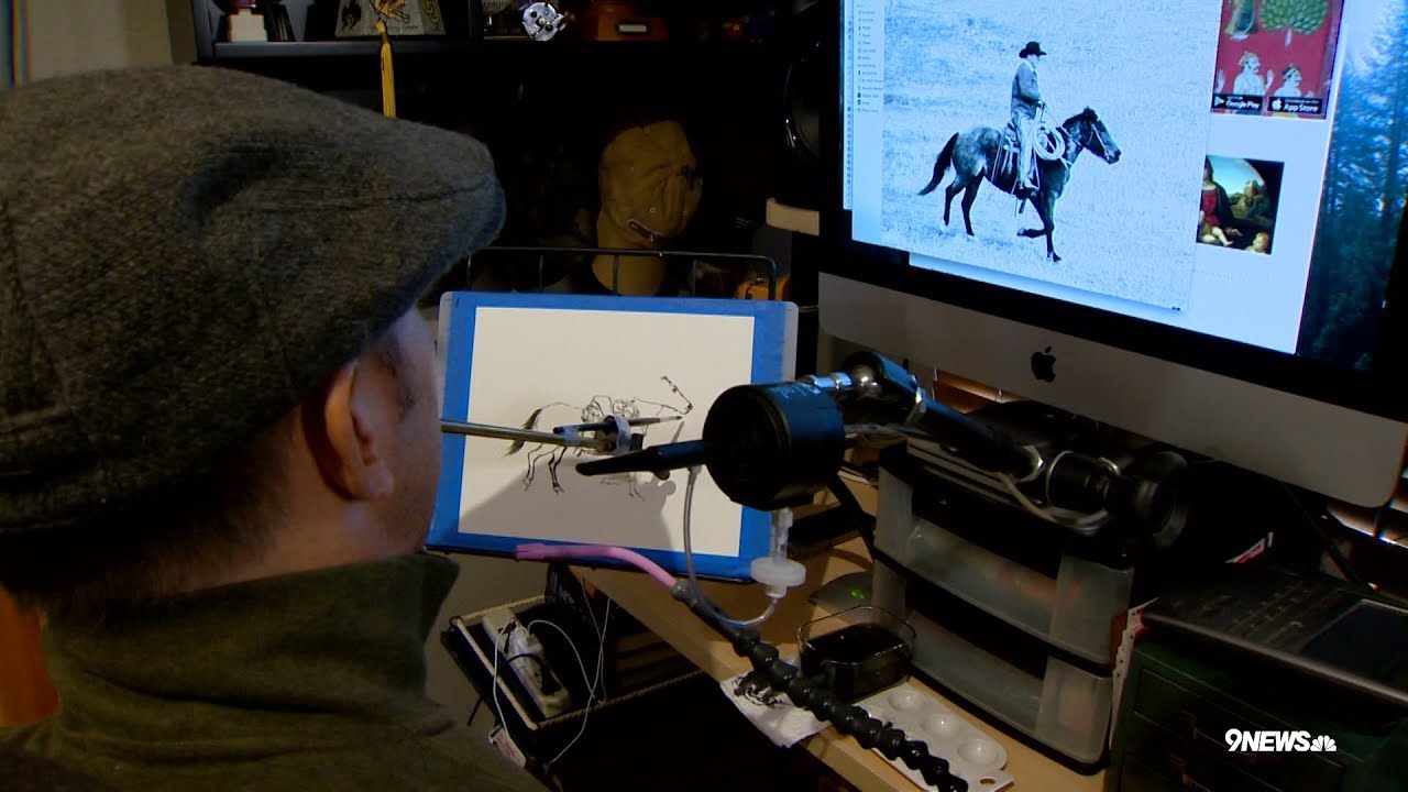 Paralyzed painter uses his mouth to create art