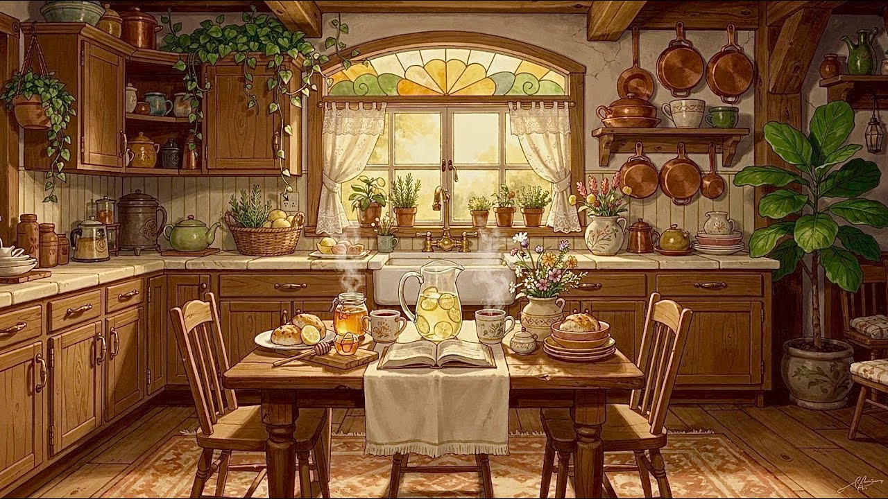 Lemon & Honey Morning in a Sunlit Cottage Kitchen 🍋 | 3 Hour Instrumental Ambience for Relaxing