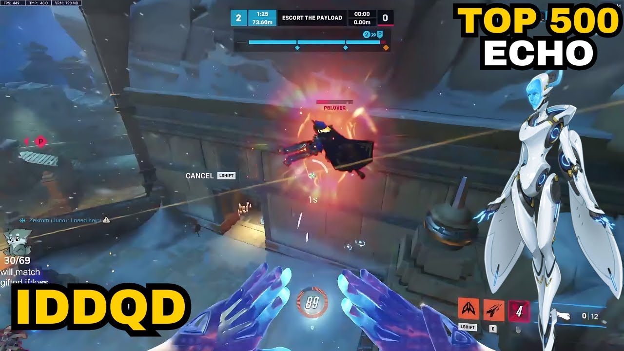 POTG! IDDQD | TOP 500 ECHO | SHAMBALI MONASTERY | OVERWATCH 2 SEASON 12