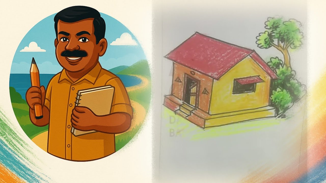 Simple House Drawing 🏡| Step by Step Tutorial for Beginners | @anbu.oviyam